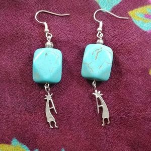 Kokopelli Faux turquoise beaded earrings
